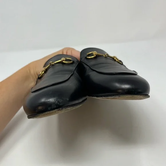 Gucci Black Leather Horsebit Backless Mules with Gold Hardware - Picture 7 of 11